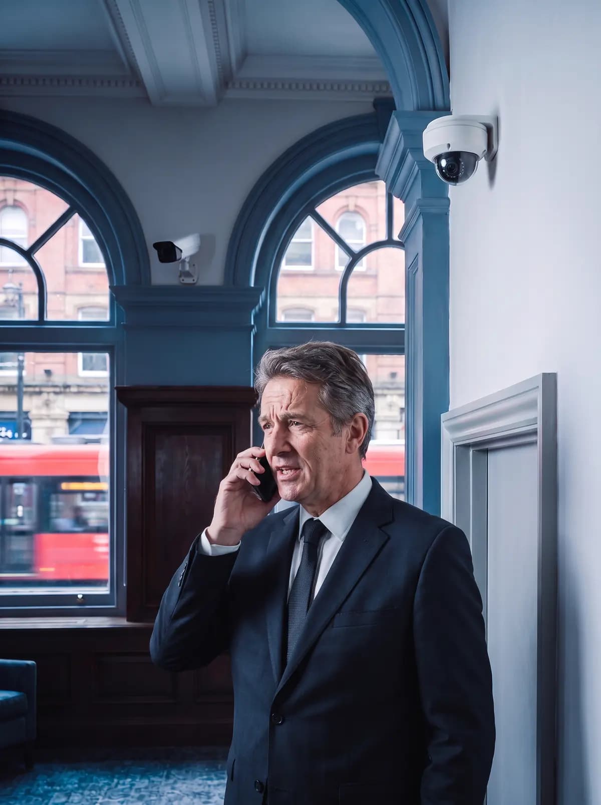 Client on the phone in an office
