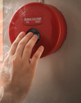 red fire alarm system installation