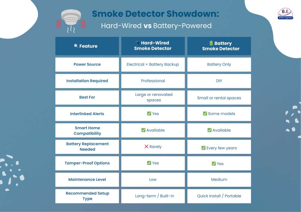 Hard-Wired or Battery Smoke Detectors