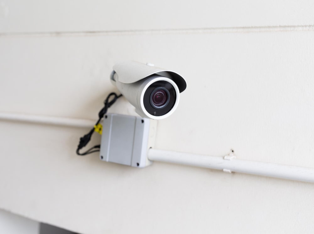 CCTV security camera installation close up