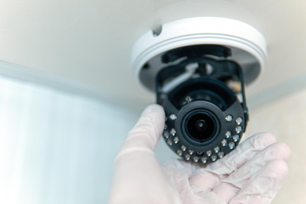 Security camera installation for property surveillance
